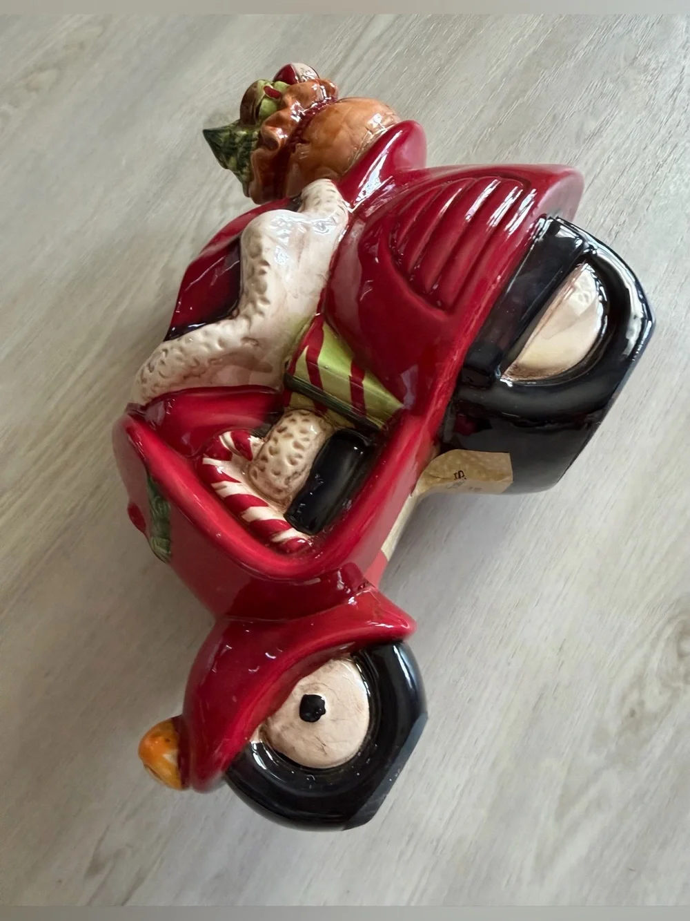Retro Santa Claus Motorcycle Scooter Cookie Jar Figurine *See Pics